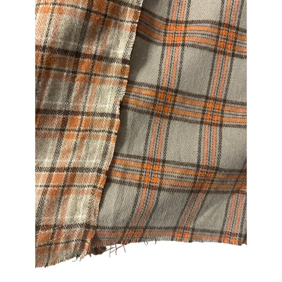 Papermoon Flannel Shirt Top Size Large Tan & Orange Mixed Plaids Raw Edges NWT - Picture 4 of 9